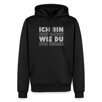 Schwarzer Humor - Männer Premium Bio Hoodie - Schwarz - Vorne - Nico (187cm)