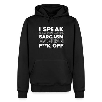 Humour noir - Sweat à capuche Premium bio Homme - noir - Devant - Nico (187cm)
