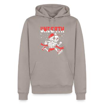 Ultramarathon Skelett Undeath - Männer Premium Bio Hoodie - Taupe - Vorne - Nico (187cm)