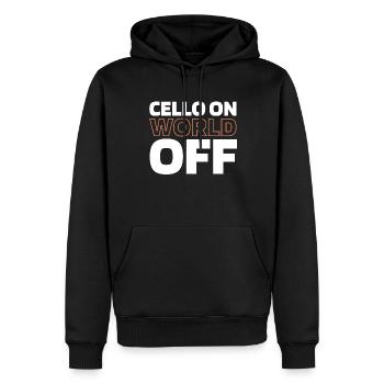 Violoncelle Violoncelliste Violoncelle On World Off - Sweat à capuche Premium bio Homme - noir - Devant - Nico (187cm)