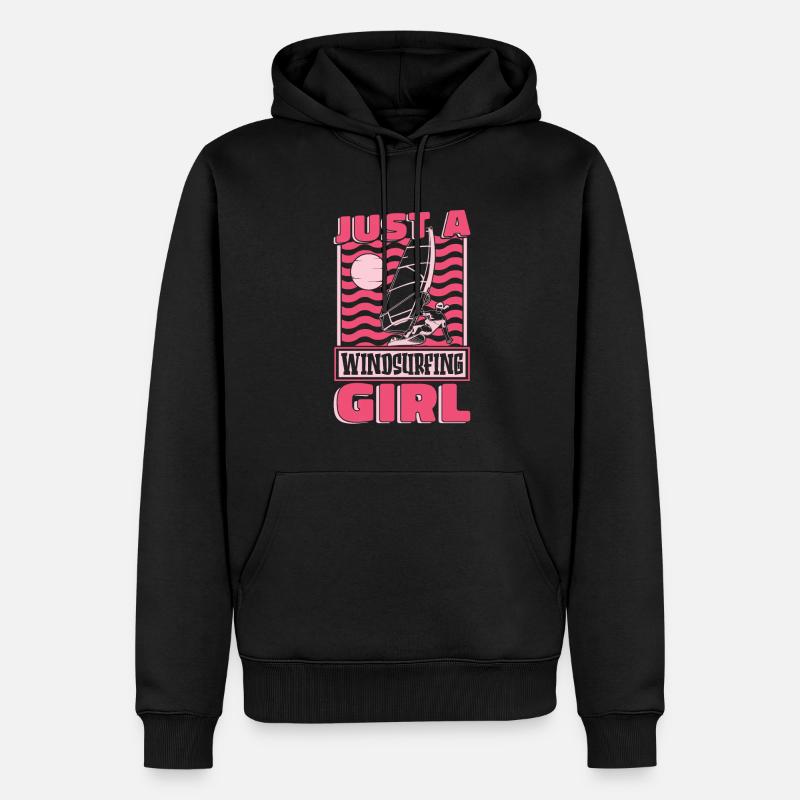 Windsurfen Windsurfer Juste une fille de planche à voile - Sweat à capuche Premium bio Homme - noir