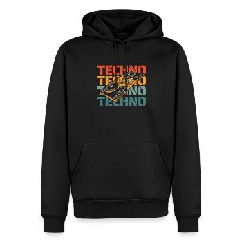 Techno Raver - Sweat à capuche Premium bio Homme - noir - Devant - Nico (187cm)