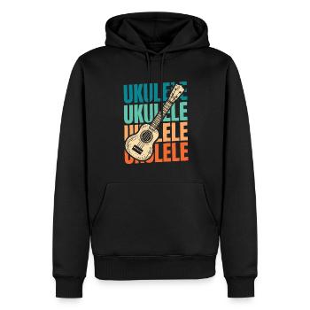 Ukulélé - Sweat à capuche Premium bio Homme - noir - Devant - Nico (187cm)