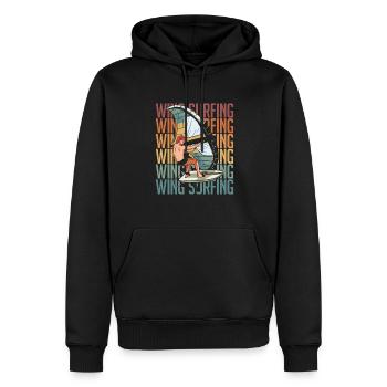 Wing Surf Wing Foil - Männer Premium Bio Hoodie - Schwarz - Vorne - Nico (187cm)