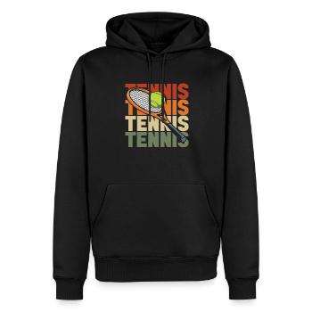 Tennis - Sweat à capuche Premium bio Homme - noir - Devant - Nico (187cm)