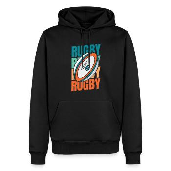 Rugby - Sweat à capuche Premium bio Homme - noir - Devant - Nico (187cm)