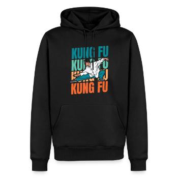 Kung-fu - Sweat à capuche Premium bio Homme - noir - Devant - Nico (187cm)
