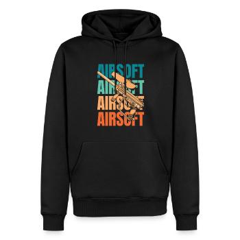 L’airsoft - Sweat à capuche Premium bio Homme - noir - Devant - Nico (187cm)