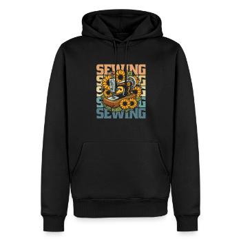 Sewing Sewing Machine - Men’s Premium Organic Hoodie - black - Front - Nico (187cm)