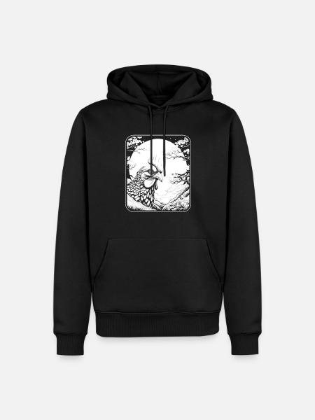 Poule Japon Cerisier Fleur Lune - Sweat à capuche Premium bio Homme - noir