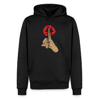 Humour noir Drôle Drôle Lèvres taire - Sweat à capuche Premium bio Homme - noir - Devant - Nico (187cm)