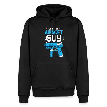 Airsoft Just An Airsoft Guy - Männer Premium Bio Hoodie - Schwarz - Vorne - Nico (187cm)