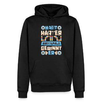 Jeu de société Jeu de société - Sweat à capuche Premium bio Homme - noir - Devant - Nico (187cm)