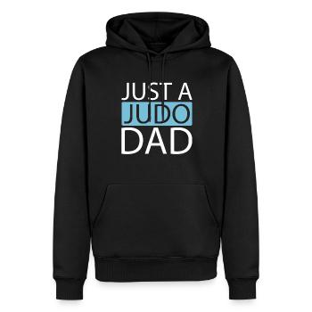 Judoka juste un papa de judo - Sweat à capuche Premium bio Homme - noir - Devant - Nico (187cm)
