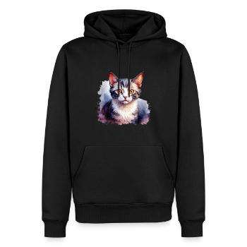 Schönes Katzendesign - Männer Premium Bio Hoodie - Schwarz - Vorne - Nico (187cm)