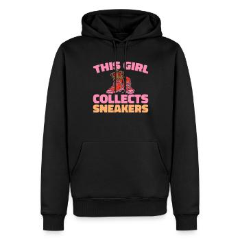 Sneakers Cette fille collectionne les sneakers - Sweat à capuche Premium bio Homme - noir - Devant - Nico (187cm)