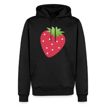Erdbeere - Männer Premium Bio Hoodie - Schwarz - Vorne - Nico (187cm)