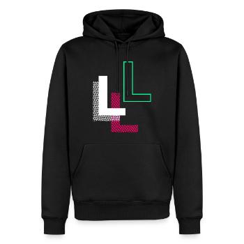 L Buchstabe - Männer Premium Bio Hoodie - Schwarz - Vorne - Nico (187cm)