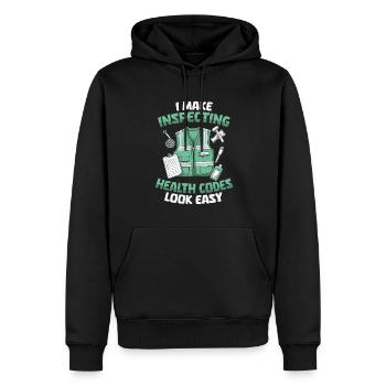 Health Inspector - Men’s Premium Organic Hoodie - black - Front - Nico (187cm)