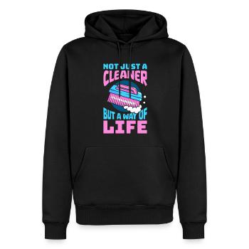 Cleaner - Men’s Premium Organic Hoodie - black - Front - Nico (187cm)