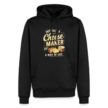 Fromager - Sweat à capuche Premium bio Homme - noir - Devant - Nico (187cm)