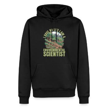 Scientifique de l’environnement - Sweat à capuche Premium bio Homme - noir - Devant - Nico (187cm)