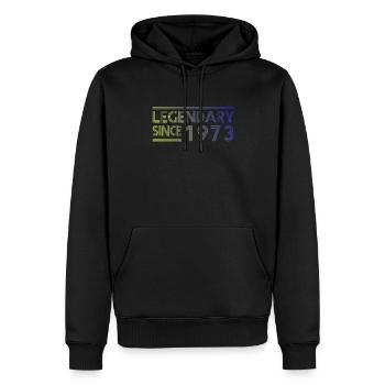Légendaire depuis 1973 - Grand design d’anniversaire - Sweat à capuche Premium bio Homme - noir - Devant - Nico (187cm)