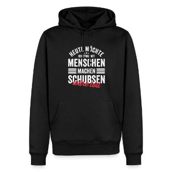 Etwas mit Menschen machen: Schubsen Spruch Lustig - Männer Premium Bio Hoodie - Schwarz - Vorne - Nico (187cm)