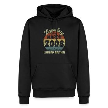 Legendary since March 2008 - Geburtstag - Männer Premium Bio Hoodie - Schwarz - Vorne - Nico (187cm)