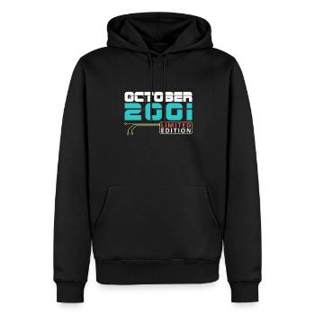 Octobre 2001 - Anniversaire en octobre - Sweat à capuche Premium bio Homme - noir - Devant - Nico (187cm)