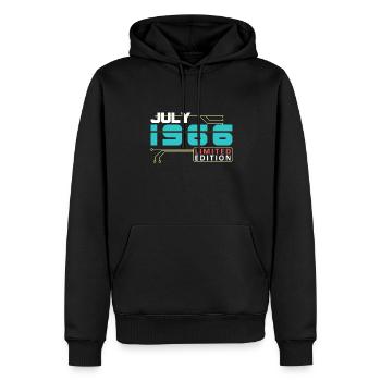 July 1966 - Geburtstag im Juli - Männer Premium Bio Hoodie - Schwarz - Vorne - Nico (187cm)