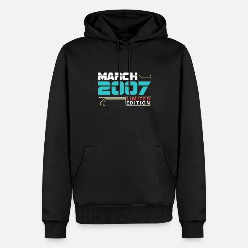 Mars 2007 - Anniversaire en mars - Sweat à capuche Premium bio Homme - noir