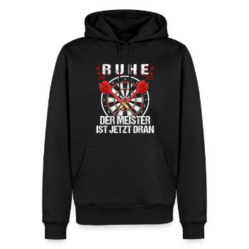 Ruhe Der Meister Ist Jetzt Dran, Dartspiel Dart - Männer Premium Bio Hoodie - Schwarz - Vorne - Nico (187cm)