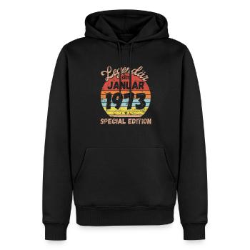 Januar 1973 - Geburtstag im Januar - Männer Premium Bio Hoodie - Schwarz - Vorne - Nico (187cm)