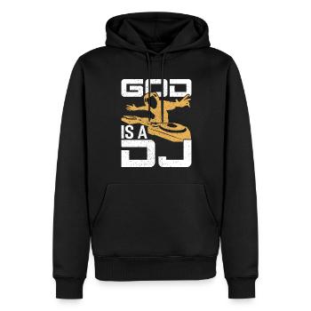 DISC-JOCKEY - Sweat à capuche Premium bio Homme - noir - Devant - Nico (187cm)