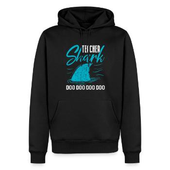 Shark - Männer Premium Bio Hoodie - Schwarz - Vorne - Nico (187cm)