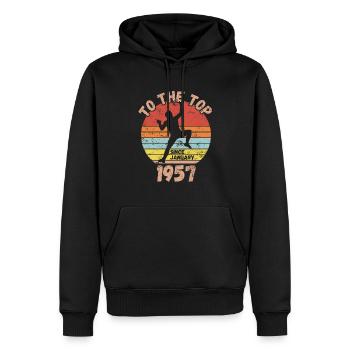 Geburtstag Klettern Bouldern seit Januar 1957 - Männer Premium Bio Hoodie - Schwarz - Vorne - Nico (187cm)
