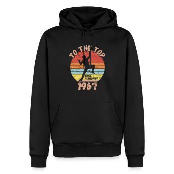 Anniversaire Escalade Bouldering depuis février 1967 - Sweat à capuche Premium bio Homme - noir - Devant - Nico (187cm)