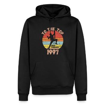 Geburtstag Klettern Bouldern seit Februar 1997 - Männer Premium Bio Hoodie - Schwarz - Vorne - Nico (187cm)
