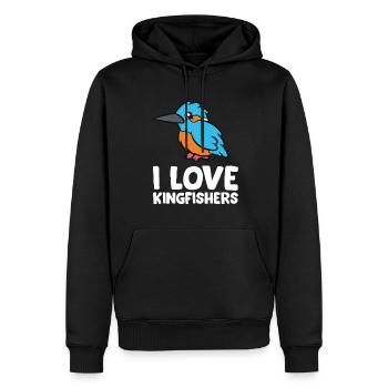 Martin pêcheur - I love kingfishers - Sweat à capuche Premium bio Homme - noir - Devant - Nico (187cm)