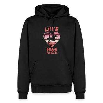 Love Pferde Reiten Geburtstag Februar 1965 - Männer Premium Bio Hoodie - Schwarz - Vorne - Nico (187cm)