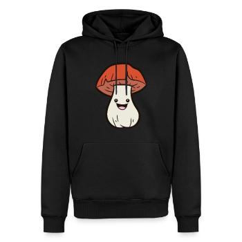 Mushroom - Happy Mushroom - Männer Premium Bio Hoodie - Schwarz - Vorne - Nico (187cm)
