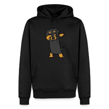 Dackel - tanzen, dab, dabben, dabbing - Männer Premium Bio Hoodie - Schwarz - Vorne - Nico (187cm)