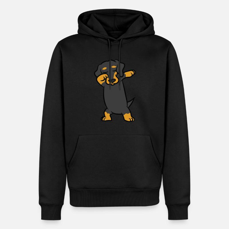 Teckel - danse, tamponne, dab, dabbing - Sweat à capuche Premium bio Homme - noir