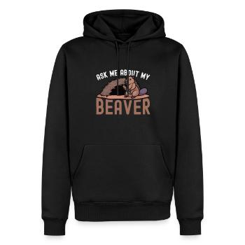 Forest animal ask me about my beaver rodent - Men’s Premium Organic Hoodie - black - Front - Nico (187cm)