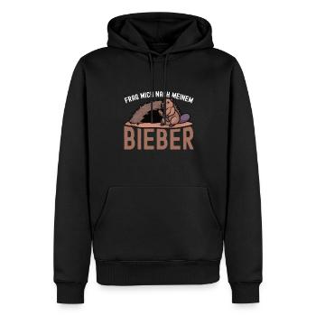 Waldtier Wassertier Frag Mich Nach Meinem Bieber - Männer Premium Bio Hoodie - Schwarz - Vorne - Nico (187cm)
