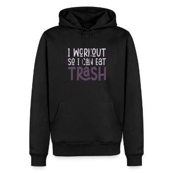 I Workout So I Can Eat Trash Waschbären Müllpanda - Männer Premium Bio Hoodie - Schwarz - Vorne - Nico (187cm)