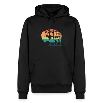 Rétro Vache Bison Buffle d’eau Buffle Silhouette - Sweat à capuche Premium bio Homme - noir - Devant - Nico (187cm)