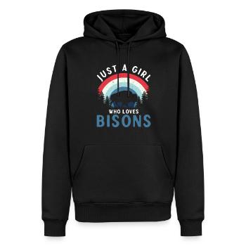 Juste une fille qui aime les bisons Vache Bison Buffle - Sweat à capuche Premium bio Homme - noir - Devant - Nico (187cm)