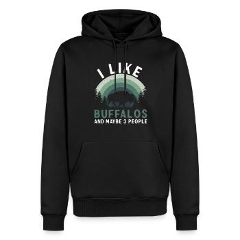 J’aime le bison et 3 personnes vache bison buffle - Sweat à capuche Premium bio Homme - noir - Devant - Nico (187cm)